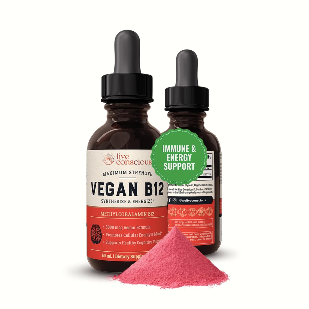 Live Conscious Vegan Vitamin B12 Sublingual Liquid Drops