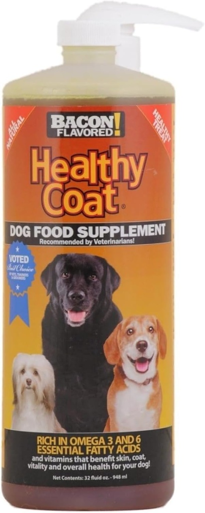 HealthyCoat Dog Food Supplement: Quart. Overdreven afskalning, kløende, varme spots, allergier, immunsystem