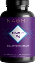 NAOMI Mighty Mg Magnesium Glycinate & Malate Complex 360mg, High Absorption Formel, Elemental Magnesium understøtter hjertesundhed, stærke knogler, bedre søvn, glutenfri, non-GMO, Vegan, 60 Veggie Caps