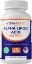 Vitamatisk Alpha Lipoic Acid (ALA) 600mg Per Servering - 240 Vegetabilske kapsler - 120 Servere - Non- GMO & Gluten Free