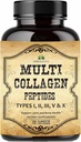 HERBALICIOUS Multi Collagen Peptider kapsler - Non-GMO & Gluten Free Type I, II, III, V, X Hydrolyzed Collagen Kosttilskud med C-vitamin - understøtter sundt hår, hud, negle, & Joints - 120 kapsler