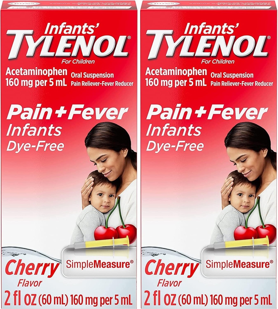 Tylenol Spædbørn Oral suspension, Farvefri, Cherry, 2 Fl. Oz (pakke med 2)