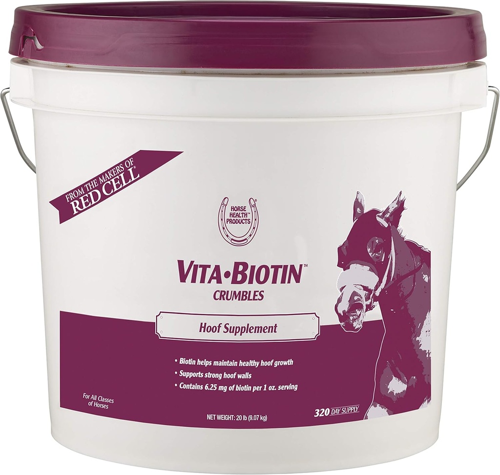 Horse Health Vita Biotin Crubbles Horse hovs Supplement, Hjælper med at bevare sunde, sunde Hooves og stærke hove Vægge, 20 lbs., 320 Day Supply