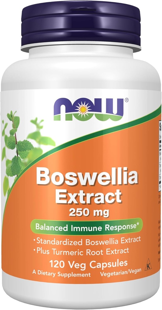 Now Foods Supplements, Boswellia Extract 250 mg, plus gurkemeje Root Extract, 120 Veg Kapsler