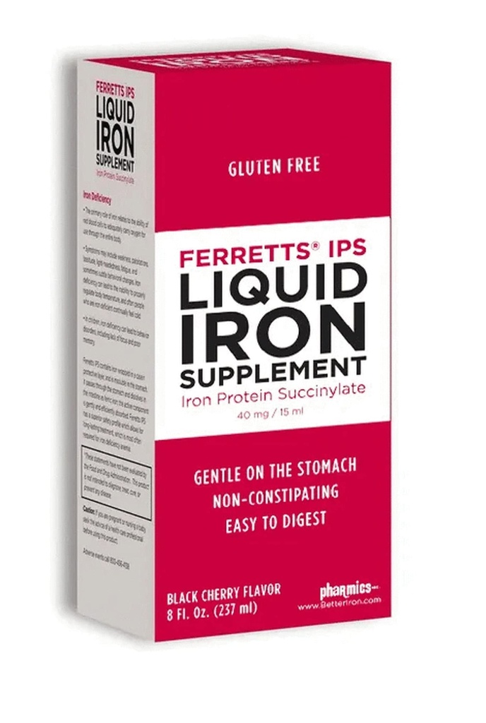 Ferretts flydende jern supplement 40mg (IPS) - 8 Fl Oz. af sort cherry smag høj potens jern kosttilskud til børn & gravide kvinder - genert & non- constipating Yummy flydende jern supplement
