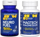 NATURLIGE STAKKER MagTech Magnesium + NeuroFuel Nootrop Bundle - understøtter afslapning, fokus og hjernesundhed * - 165 Total Kapsler