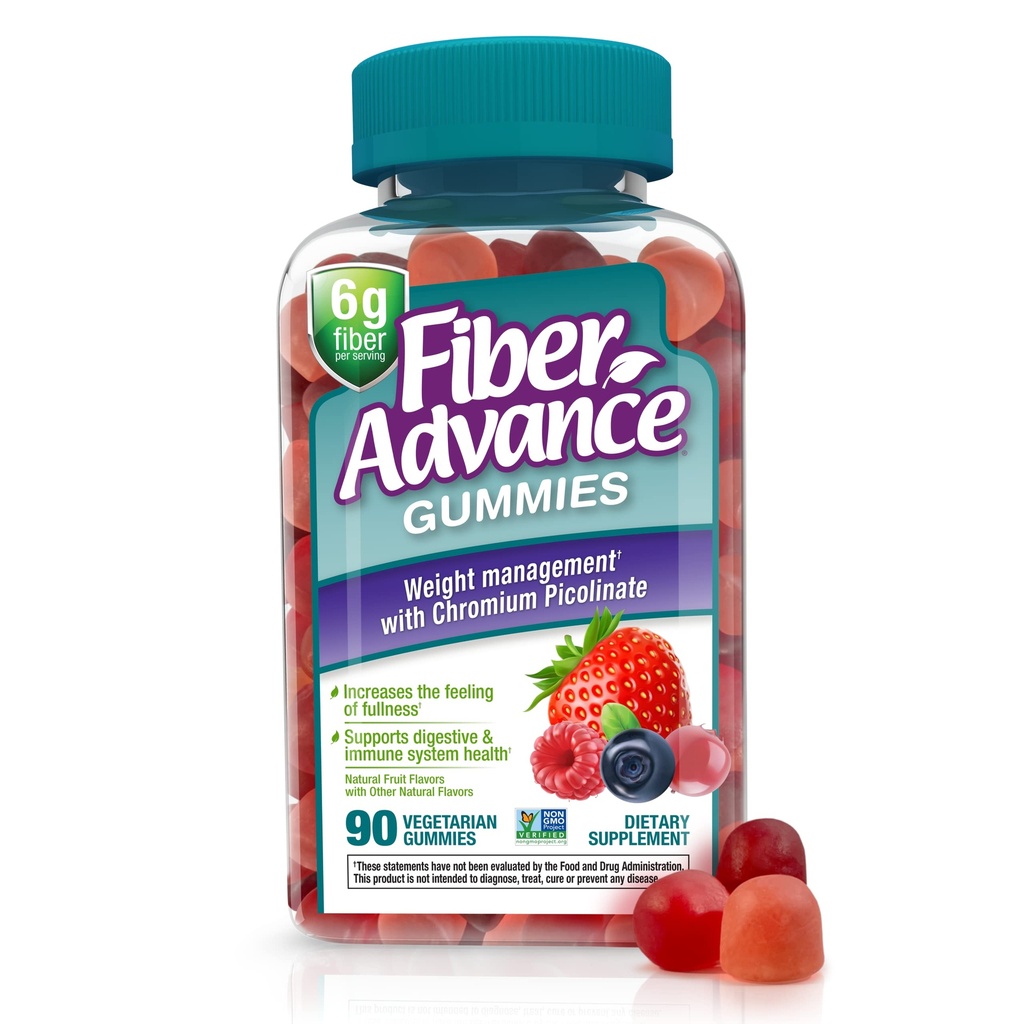 Fiber Advance Weight Management Gummies; 100% Plant Based Fiber til fordøjelse Wellness og Gut Health