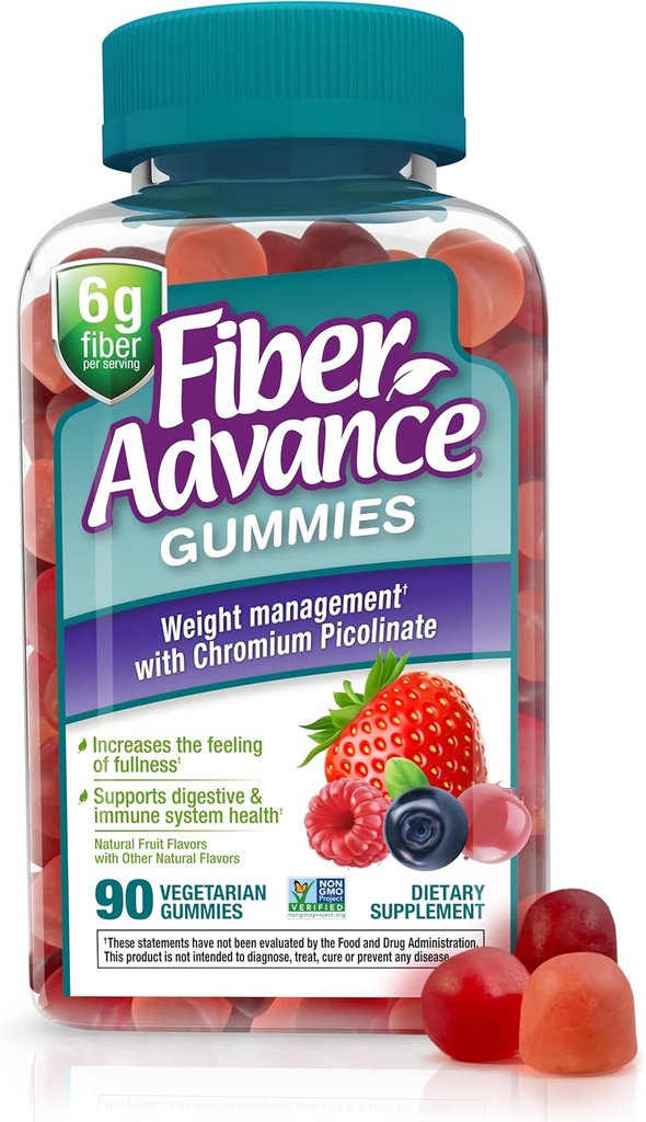 Fiber Advance Weight Management Gummies; 100% Plant Based Fiber til fordøjelse Wellness og Gut Health