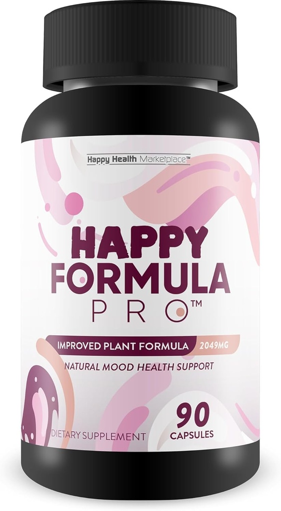 Happy Formel Pro - vores bedste Happy Pills Vitamin D Mood Support - Happy Supplements Natural Mood Support Support for Women, Mood Support Support for Mænd - Postpartum Mood Support
