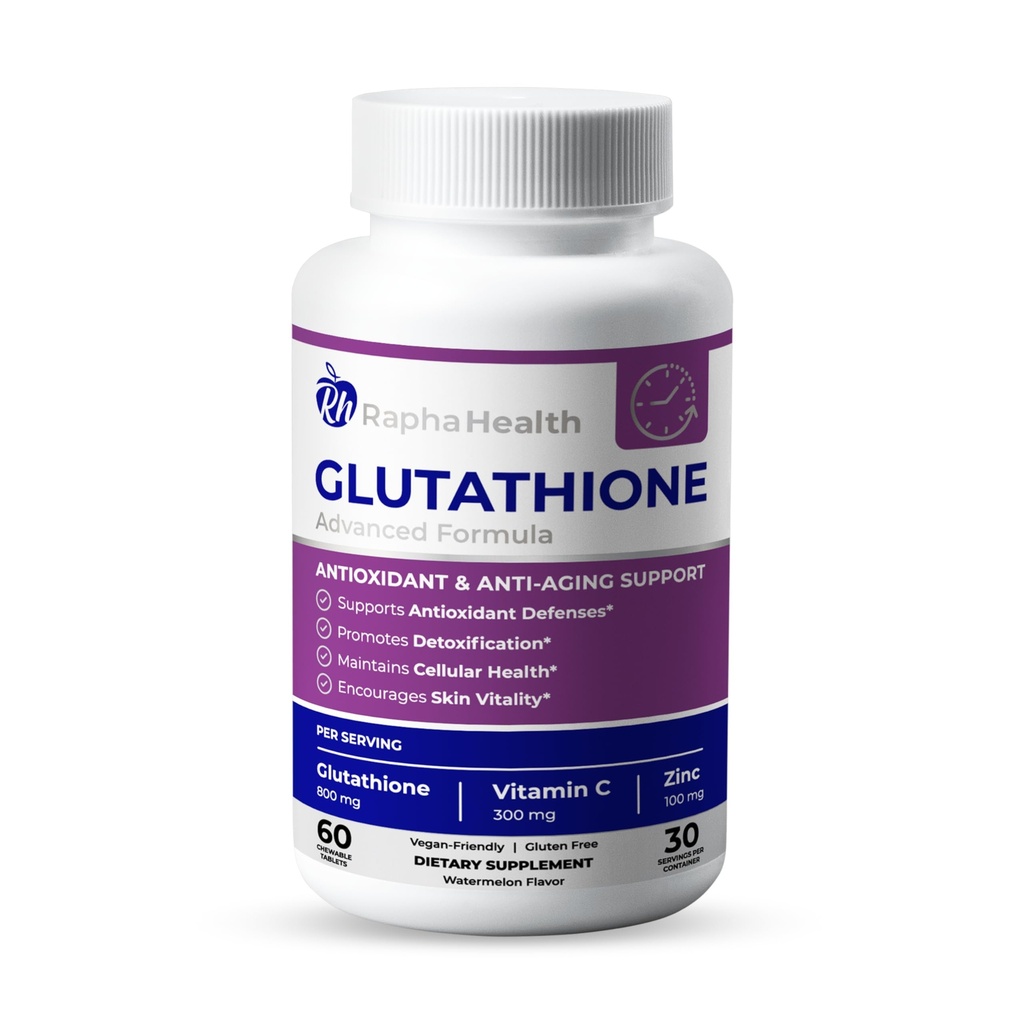 Glutathion forbedret med C-vitamin & Zinkstof 124; Avanceret antioxidant & immunsupport124; Detox & Skin Health Formel 124; 60 tabletter - One (1) Måned Supply