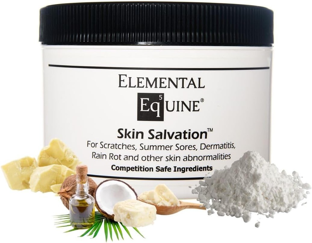 Elemental Equine Skin Salvation 8oz for Heste - Combats Scratches, Mud Fever, Sommer Sores, Dermatitis, Sommer Crud, Cannon Knop og lignende hudproblemer i Heste
