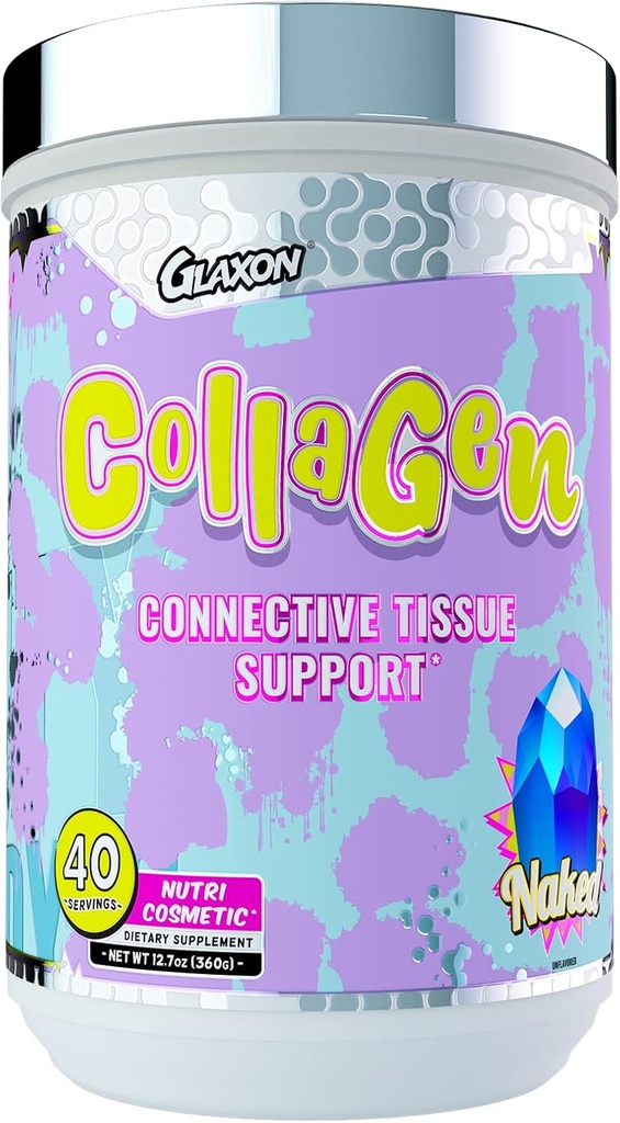 Glaxon Wonder Collagen, hydrolyseret collagen pulver med biotin, Hyaluronsyre, C-vitamin, B12, Anti Aging supplement til hud, joints, negle & hår (Nøgen V2)
