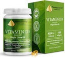 Sundhed Pyramid Vitamin D3 4000 IE Cholecalciferol i Olivenolie Let at synke Bedste Vitamin d supplement til Bones & immunforsvar Vitamin D3 Softgel