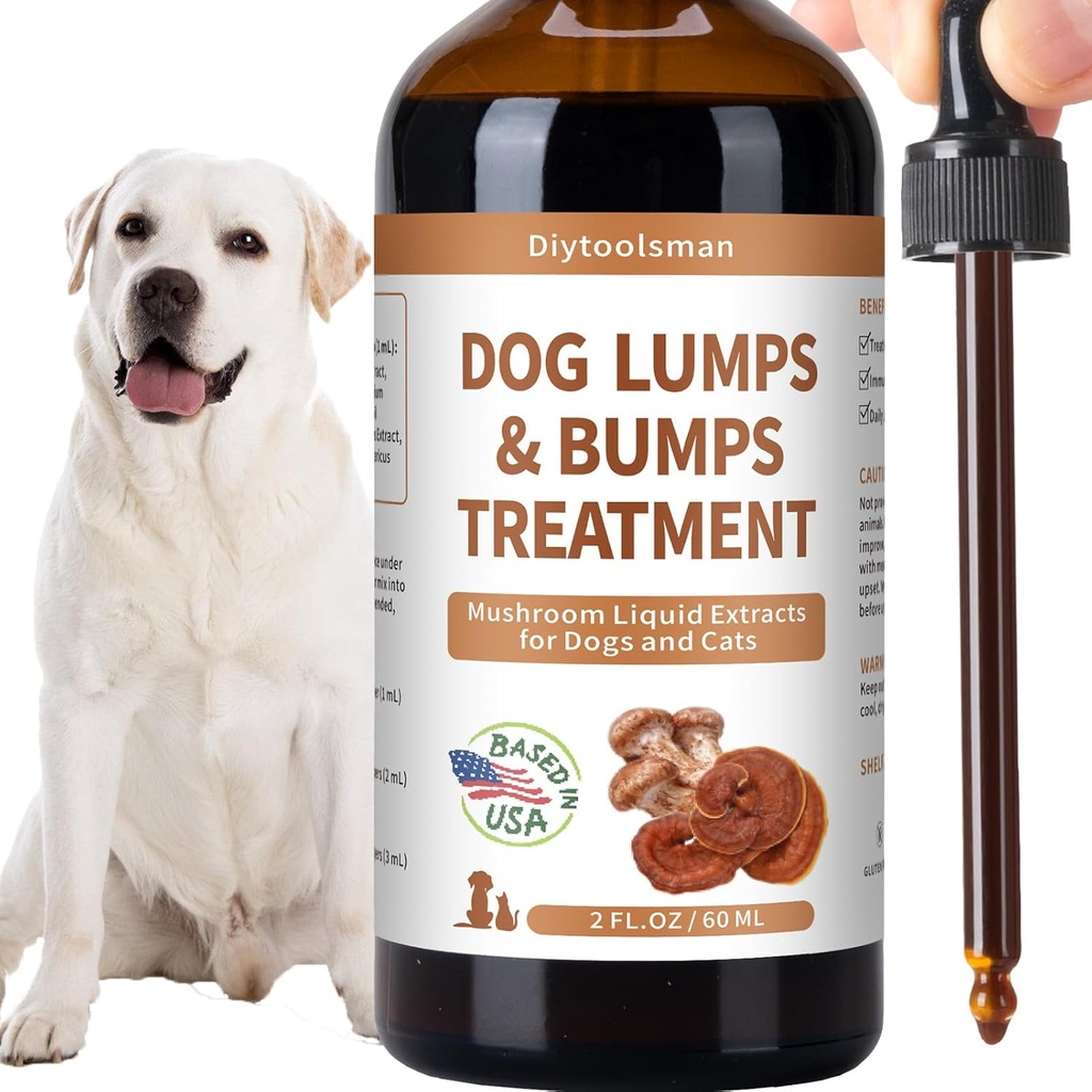 Hundelumper og bumps Treatment - Svampe supplement til hunde - Lipoma Reduktion, øger immunsundhed, og øger energi - med Reishi & Tyrkiet Tail svampe, 3.52 oz (Væske)