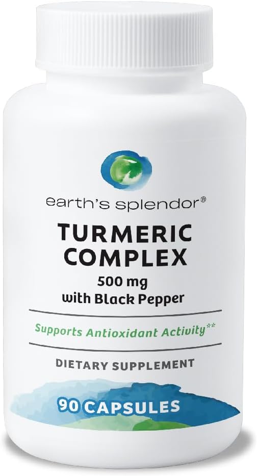 Jordens Splendor gurkemeje 500 mg med sort peber, 90 kapsler - understøtter antioxidant aktivitet og fælles sundhed * - 1,5 måned forsyning