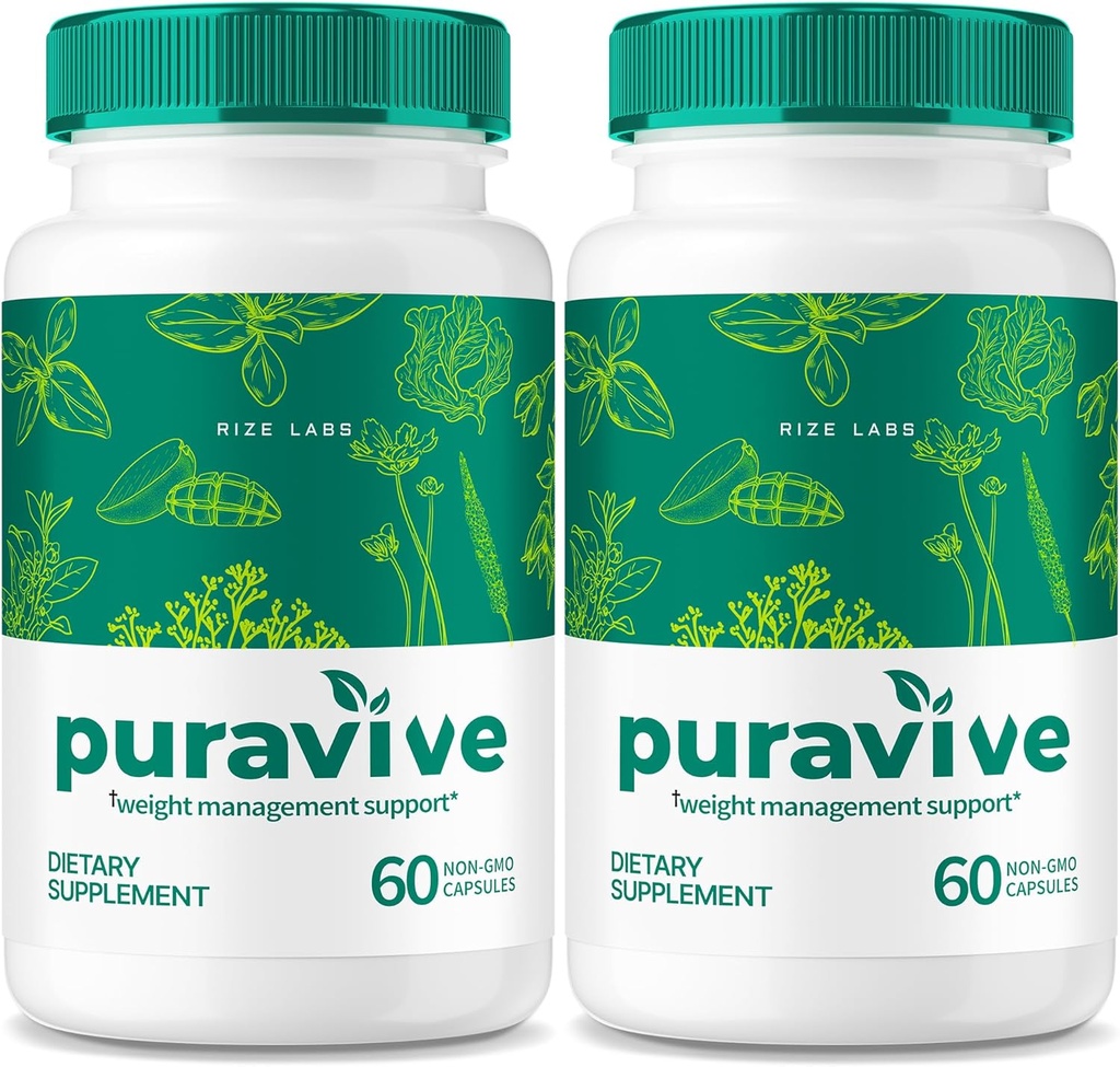 (2 Pack) Puravive, Puravive Vægttab Kapsler, Puravive Exotic Rice Metode, All Natural Detox & Cleanse Support, Pura Vive Keto Anmeldelser (120 Kapsler)