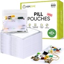 Homezome Pill Pouch Tasker 6 mil Pack af 500- BPA Gratis 3x2,75 inches Genanvendelige Pill Pouches til medicin med Skriv på Label Clear Small Ziplock Tasker til piller, smykker og rejsepiller Organizer