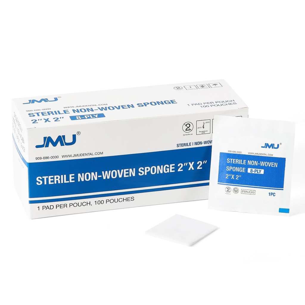 JMU 100 Pack Steril Gauze Pads 2x2, 8-ply Meget Absorbent Non-vævet Steril Gauze Sponges