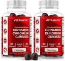 Vitamin Sugar- Free Chrom Gummies with Ceylon Cinnamon - 2000 mg Ækvivalent Per Serving (fra ekstrakt 83 mg) - Non- GMO, Gluten- Free - 60 Vegan Gummies - 2 Pack