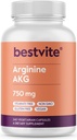 BESTVITE Arginin AKG 750mg (240 vegetariske kapsler) - Ingen stearater - Vegan - Ikke GMO - Gluten Free