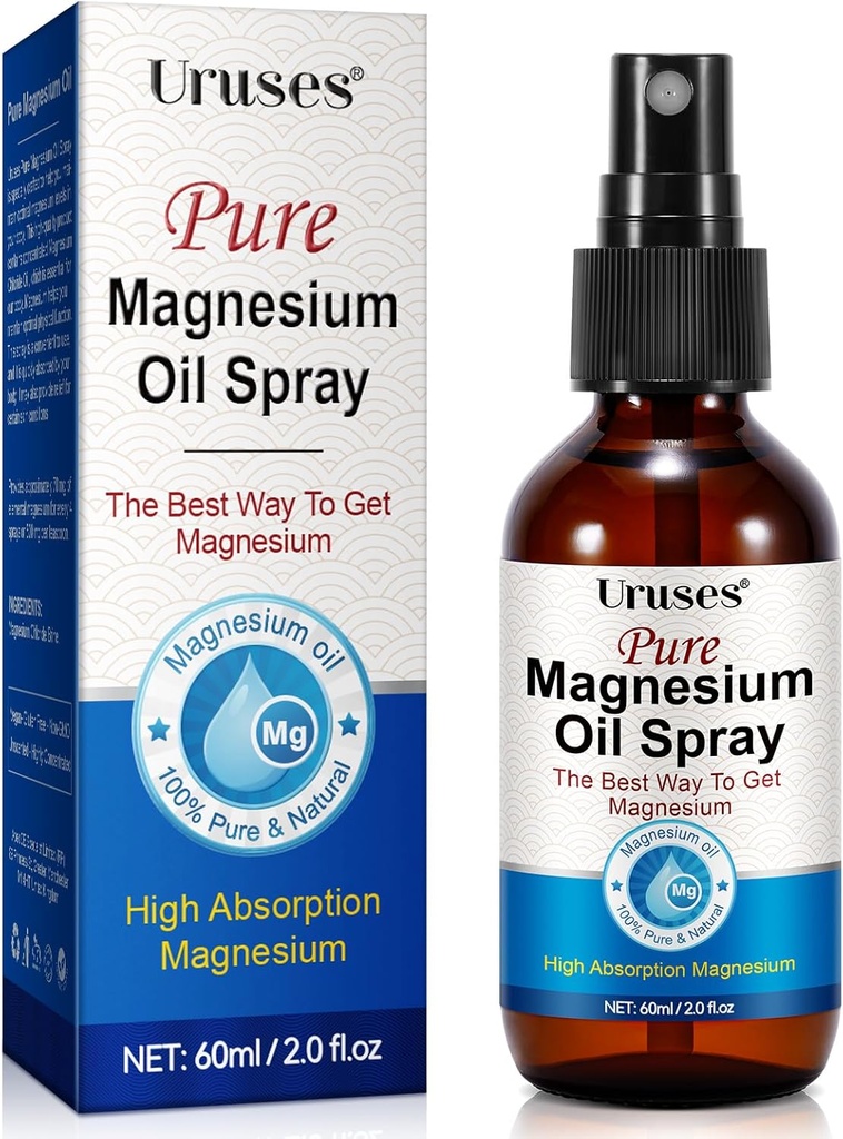 Magnesium Spray, Magnesium Olie til Feet, 100% Pure Magnesium Oil Spray til Body, Understøtter Muscle Recovery og Ben kramper, 2 oz