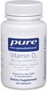 Pure indkapslinger Vitamin D3 250 mcg (10.000 IE) - supplement til støtteben, fælles, bryst, hjerte, kolon og immunforsvar - med Premium D - 120 kapsler
