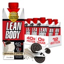 Lean Body Ready- to- Drink Cookies and Cream Protein Shake, 40g Protein, Whey Blend, 0 Sugar, Gluten No, 22 Vitamin & Minerals, (Genanvendeligt karton & Lid - pakke med 12) LABRADA, 17 Fl Oz (pakke med 12)