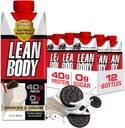 Lean Body Ready- to- Drink Cookies and Cream Protein Shake, 40g Protein, Whey Blend, 0 Sugar, Gluten No, 22 Vitamin & Minerals, (Genanvendeligt karton & Lid - pakke med 12) LABRADA, 17 Fl Oz (pakke med 12)