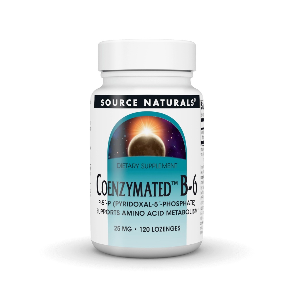 Source Naturals Coenzymeret B- 6, P- 5 Pyridoxal- 5 Fosfat- Active, Quick Opløs Vitamin Understøtter Aminosyre Metabolisme *, 25 mg - 120 Lozenges