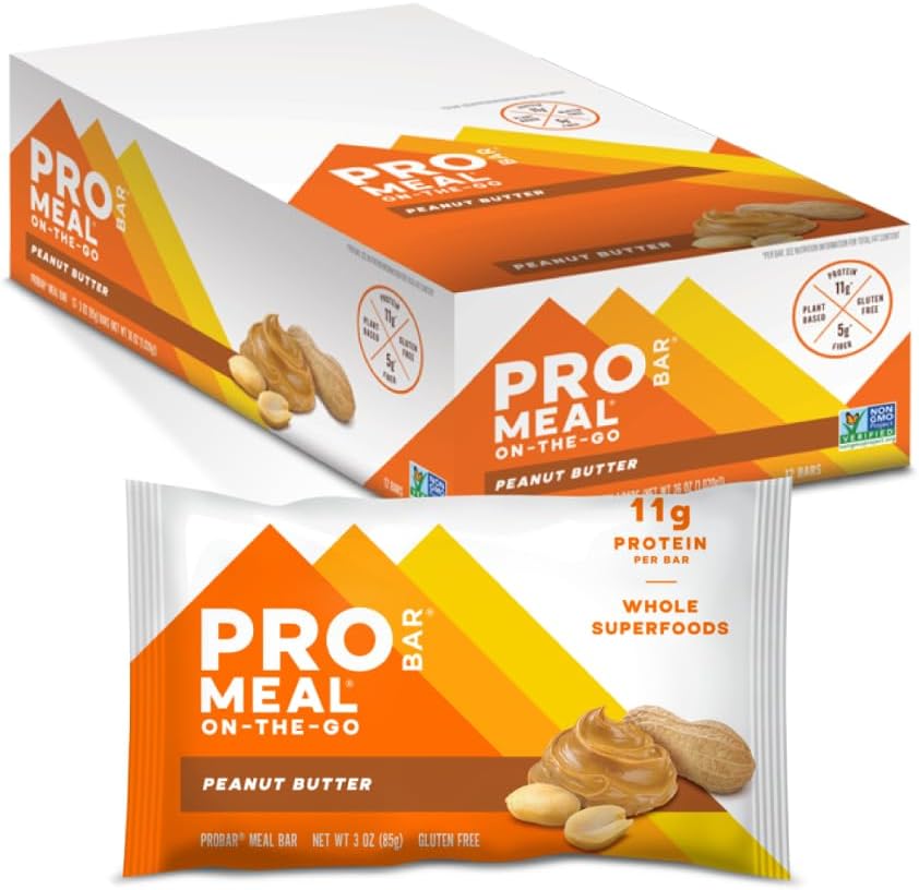 PROBAR - MEAL Bar, Peanut Butter, Non- GMO, Gluten- fri, sund, Plant- baseret, Whole- Food Ingredients, Natural Energy (12 Greve)