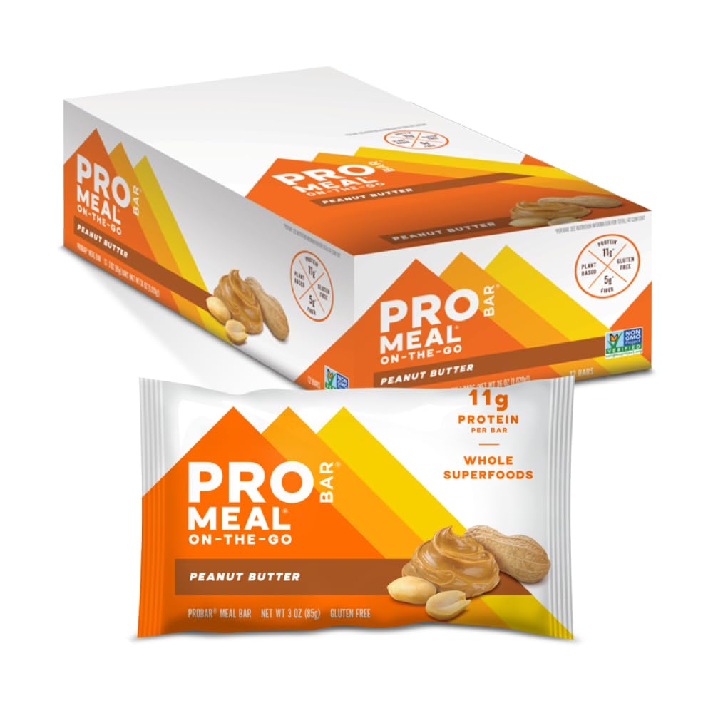 PROBAR - MEAL Bar, Peanut Butter, Non- GMO, Gluten- fri, sund, Plant- baseret, Whole- Food Ingredients, Natural Energy (12 Greve)