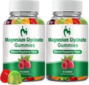 2 Pakninger Magnesium Glycinat Gummier til voksne & Børn, Chewable Magnesium Clycinate 400mg, Rolig Magnesium Gummier til søvn