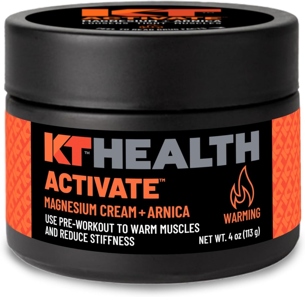 KT Sundhed, Magnesium Cream, Activate - Warms & Loosens Tight Muscles - Brug præ-workout til at reducere Stiffness