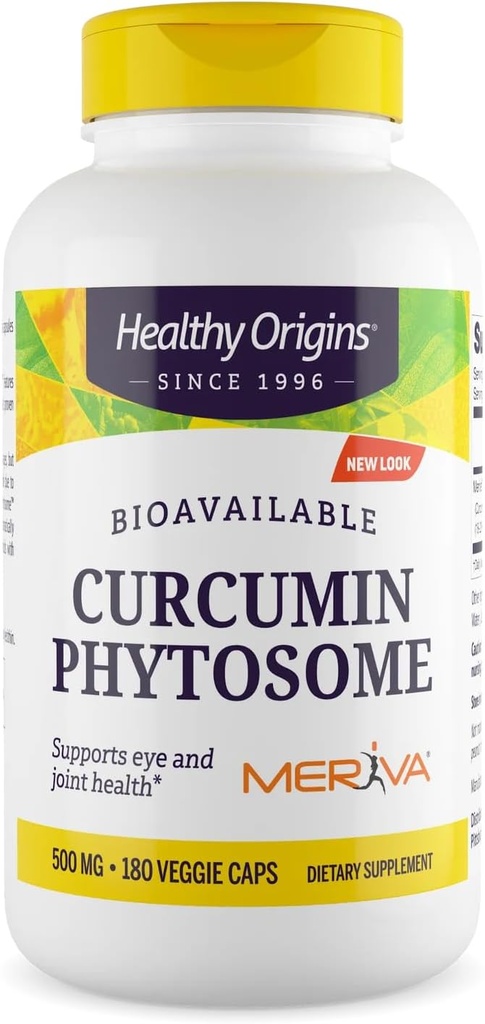 Sund oprindelse Curcumin Phytosome (Featuring Meriva SF) 500 mg, Understøtter sundhed i Joints & Eyes, non-GMO, Vegan, 180 Veggie Kapsler