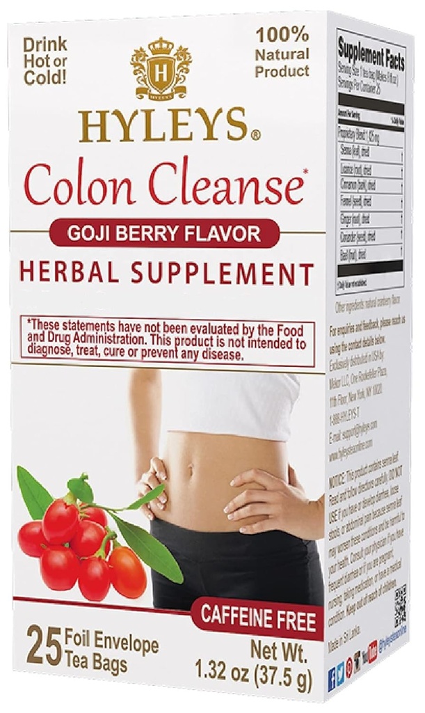 Hyleys Colon Cleanse Tea Goji Berry Flavor - 25 Tea Tasker (1 pakke)