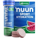 Nuun Sport Electrolyte Tablets with Magnesium, Calcium, Kalium, Chlorid & Natrium, Gluten Free & Vegan, Watermelon, 4 Pack (40 Servere i alt)