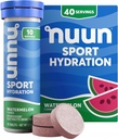 Nuun Sport Electrolyte Tablets with Magnesium, Calcium, Kalium, Chlorid & Natrium, Gluten Free & Vegan, Watermelon, 4 Pack (40 Servere i alt)