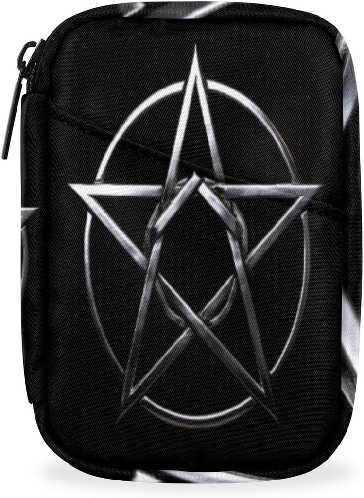 Gray Metal Pentagram Pill Box 7 Day Travel Pill Organizer for Adult Elder Child Pill Case med lynlås Magic Circle Portable ugentlige sag Kompakt størrelse for vitamin supplement Holder
