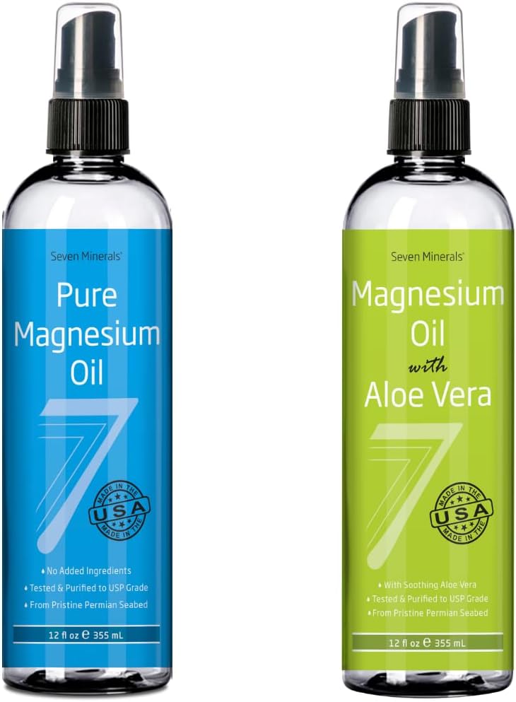 Syv mineraler Pure Magnesium Oil & Pure Magnesium Oil med Aloe Vera