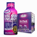 Vitamin Energy Immunum + ekstra styrke Energy Shot Grape 24 Pack, 260mg Natural Koffein, B-Vitamin, Citicolin, Green Tea, Immunity & Focus Support, Zero Sugar, Gluten- Free 1,93 fl oz