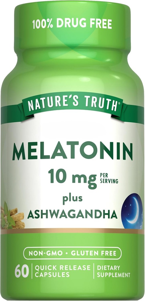 Naturens sandhed Melatonin 10mg med Ashwagandha Note 124; 60 Kapsler