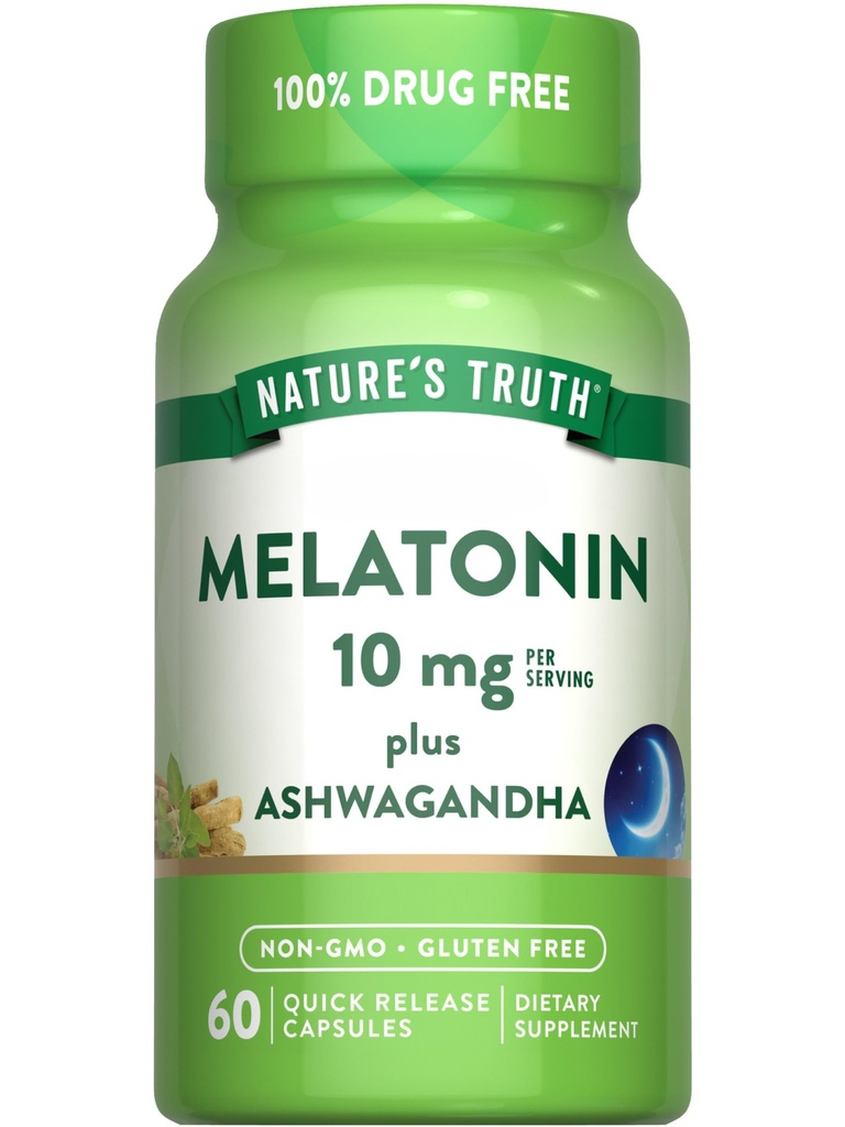 Naturens sandhed Melatonin 10mg med Ashwagandha Note 124; 60 Kapsler