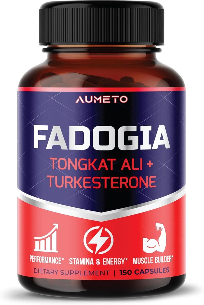 Fadogia Agrestis Supplement med Turkesterone Tongkat Ali Maca Root Panax Ginseng VIT D3 - Mand energi, styrke og hukommelse support