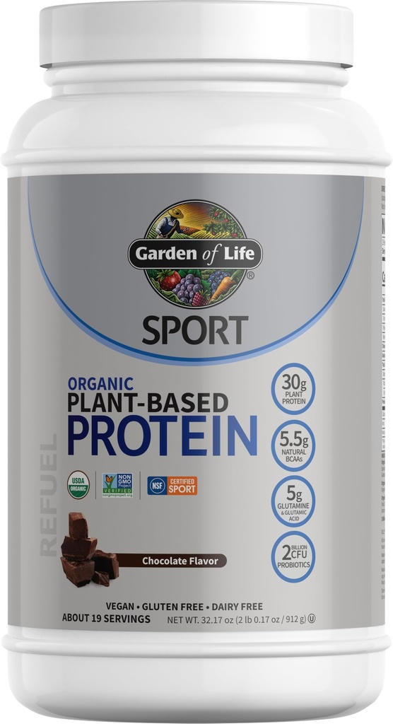 Have Organic Vegan Protein Powder med Probiotika, BCAA, NSF Certified, Gluten Free & Sport, Ikke GMO, Sport Protein Powder, 19 Servere, Chokolade