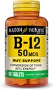MASON NATURAL Vitamin B12 50 mcg med Calcium, 100- Day Supply, Kosttilskud til støtte naturlige energiniveauer, 100 tabletter (pakke med 1)