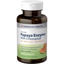 American Health Papaya Enzyme tyggetabletter - fremmer næringsstofabsorption, hjælper fordøjelse og frisk ånde med Chlorophyll & Pepermint Oil - Glutenfri, Vegetar - 250 Greve