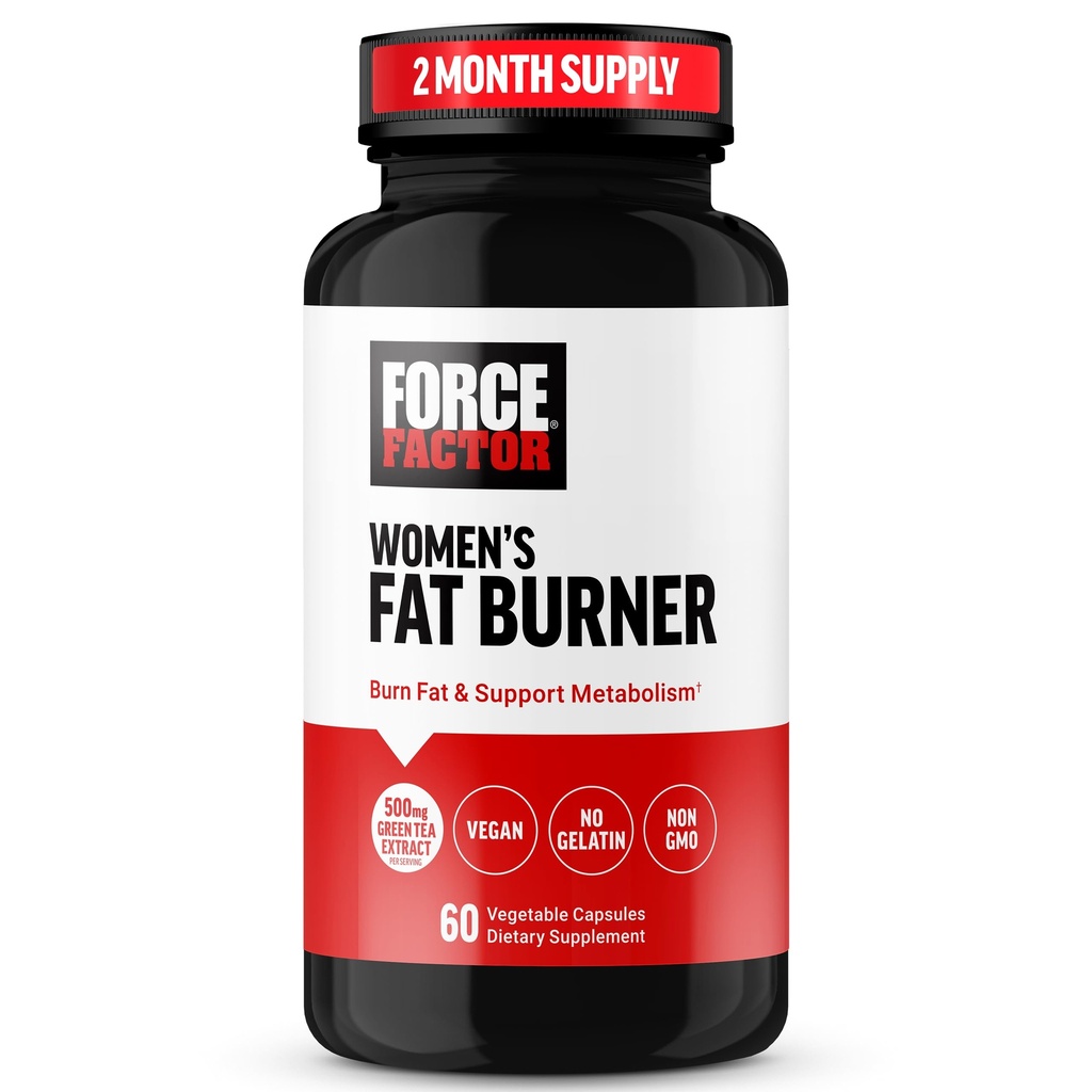 FORCE FACTOR kvinders Fat Burner, Metabolisme Booster, og Vægt- Tab Supplement Support, Green Tea Fat Burner Vægt- Tab piller til hjælp med energi, kost, og motion, Vegan, Non- GMO, 60 Kapsler