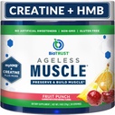BioTrust Agueless Muscle Builder - Creatin HMB pulver med vitamin D3 & betaine - Build & Preserve naturligt faldende muskelmasse & styrke - Frugt Punch, 30 Servering