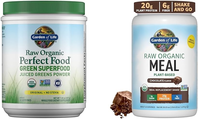 Have of Life Raw Organic Perfect Food Green Superfood Juiced Green Powder & Raw Organic Meal Erstatning Shakes - Chocolate Plant Based Vegan Protein Powder