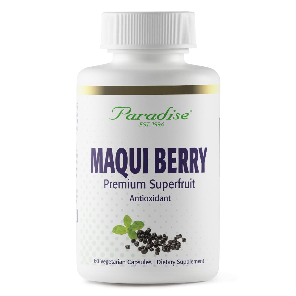 Paradise urter, Organic Maqui Berry Extract, 400 mg, Frisk, Frysetørret koncentrat til Superior Potency, Non- GMO, Vegan, 60 kapsler